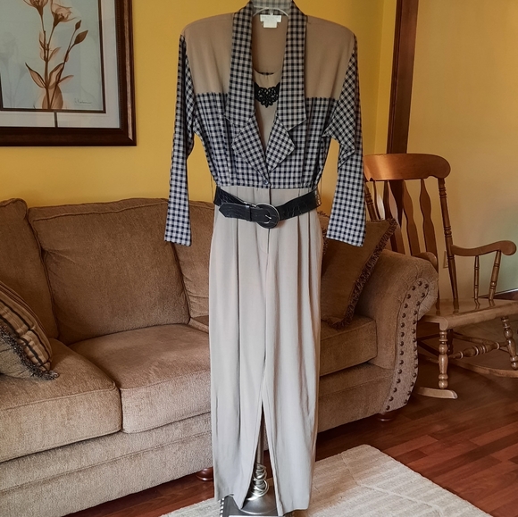 Lew Magram Collection New York Pants - Vintage 90s Lew Magram Gingham Jumpsuit